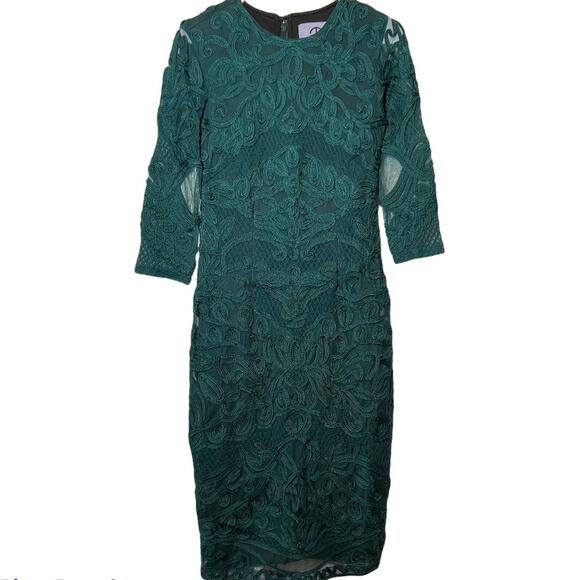JS Collections Midi Dress evergreen lace mesh 2 XS - Picture 2 of 5